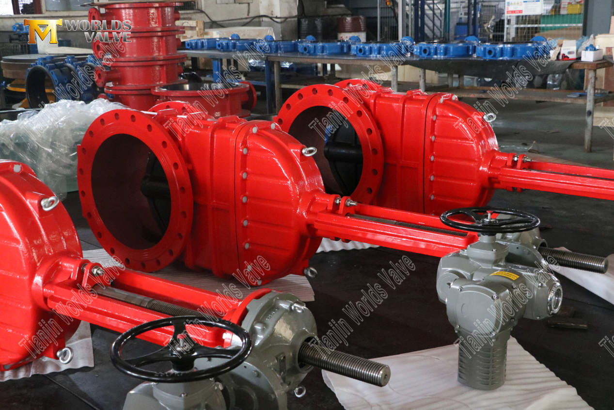 Large size ductile iron gate valves Elektrikli Aktüatör-2 ile DN600 Yükselen Kök Sünek Demir Kapı Valfi 2