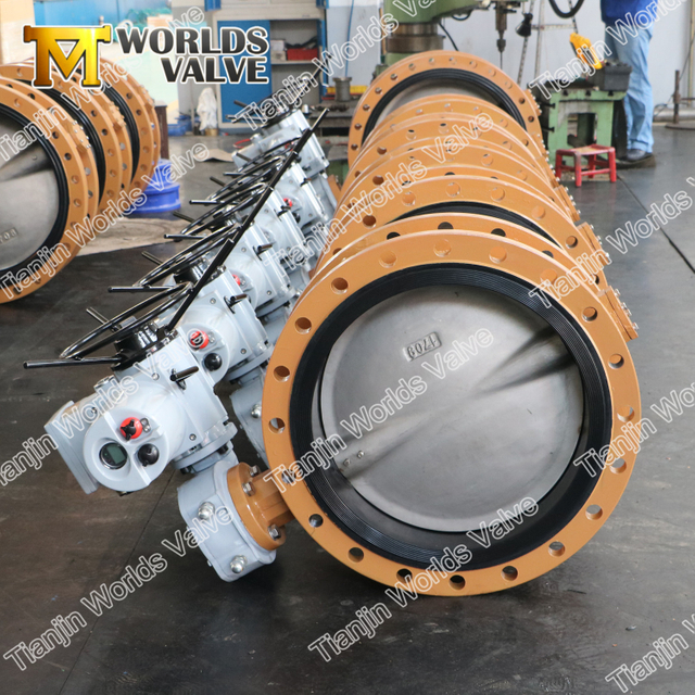 AWWAC504 Çift Flanşlı Uçlar Kelebek Vanası ON / OFF Elektrikli Aktüatörlü