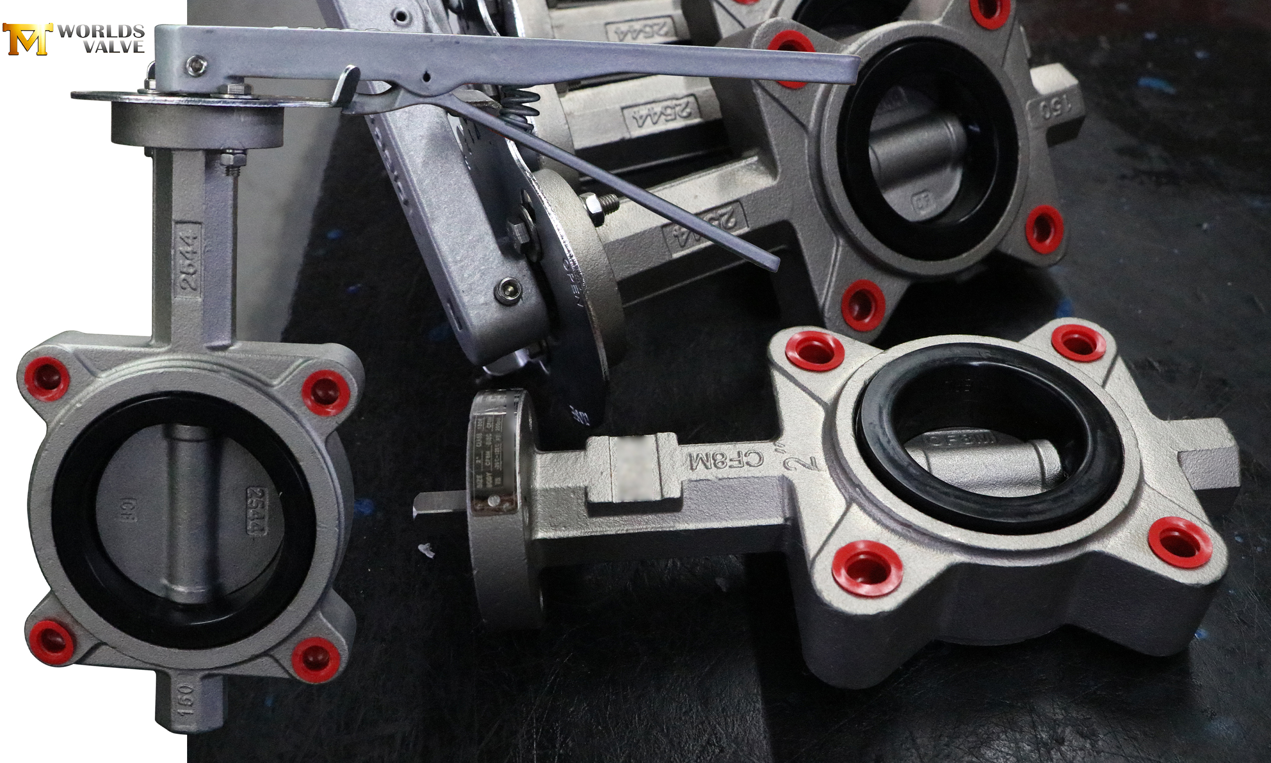 El kolu ile tam paslanmaz çelik pabucu kelebek valf: üstün korozyon direnci