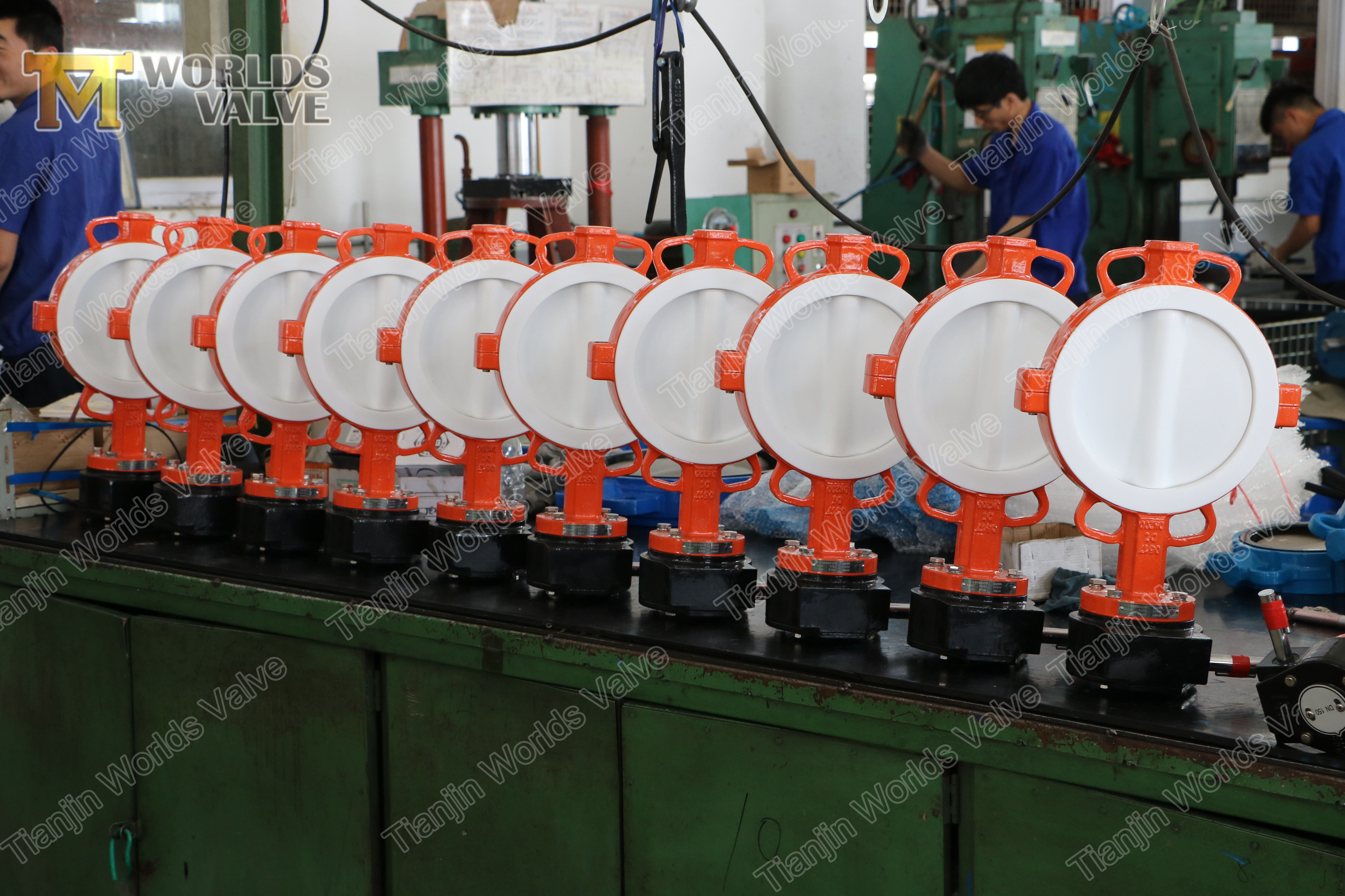 PTFE astarlı disk ve koltuk ile b&ouml;l&uuml;nm&uuml;ş g&ouml;vde gofret tipi kelebek valf &Ccedil;in OEM valf &uuml;reticisi Tianjin Worlds Valve Co., Ltd tarafından