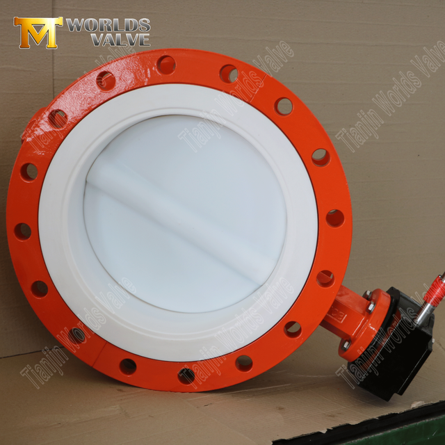 Solucan dişli çift flanşlı ptfe astar kelebek vanalar