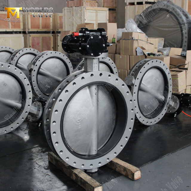 Dişli ile çalışan U şeklinde kelebek valfi