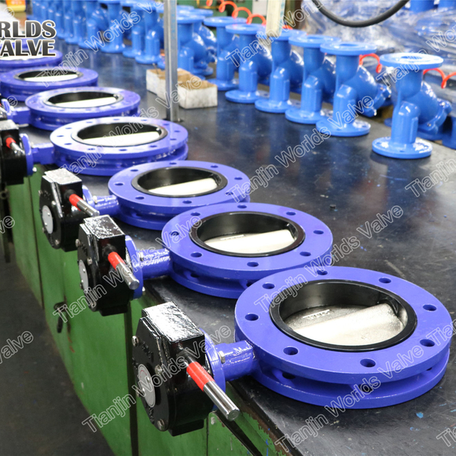 Çin OEM valf tedarikçisi-u bölümü EPDM kaplı diskli çift flanşlı kelebek valf