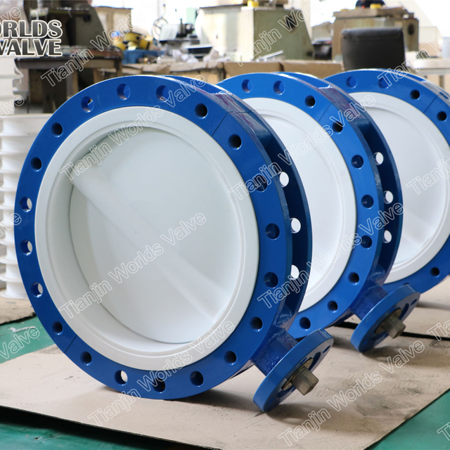 PTFE astarlı kelebek vana iki parçalı gövde tasarımı API609